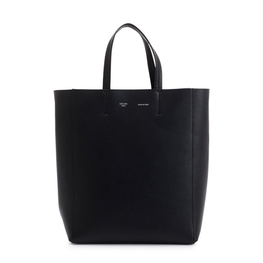 Celine Small Black Grained Calfskin Leather Vertical Cabas Tote