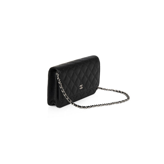 Chanel 2020 Black Caviar Classic Wallet on Chain