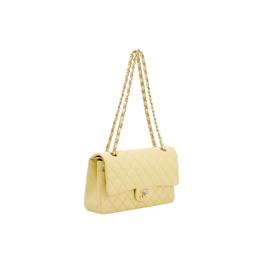 Chanel 2020 Yellow Caviar Classic Medium Double Flap Bag