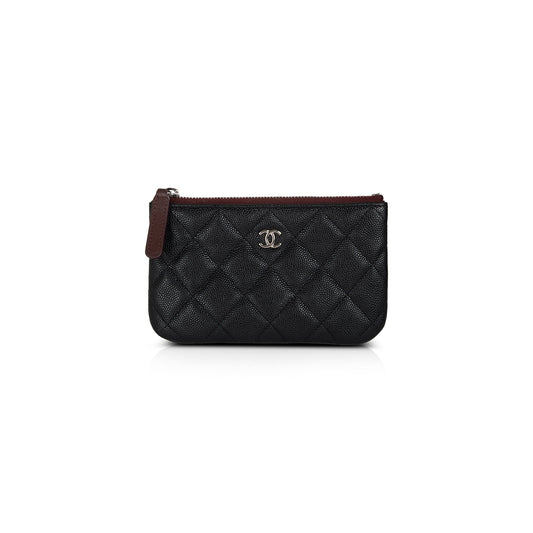 Chanel 2021 Black Caviar Classic Mini Zip Pouch