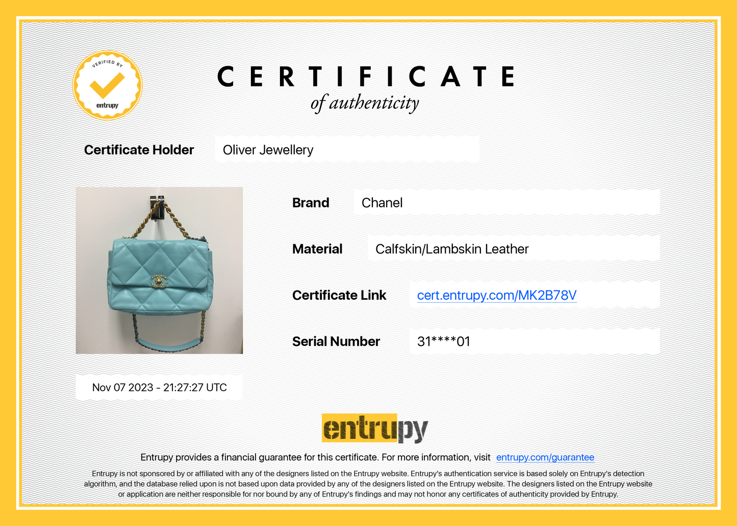 Chanel 2021 Light Blue Lambskin Leather Large 19 Flap Bag