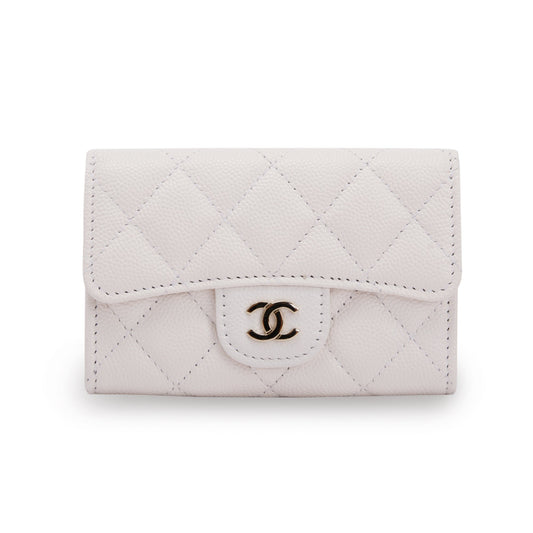 Chanel 2021 White Caviar Classic Flap Card Holder