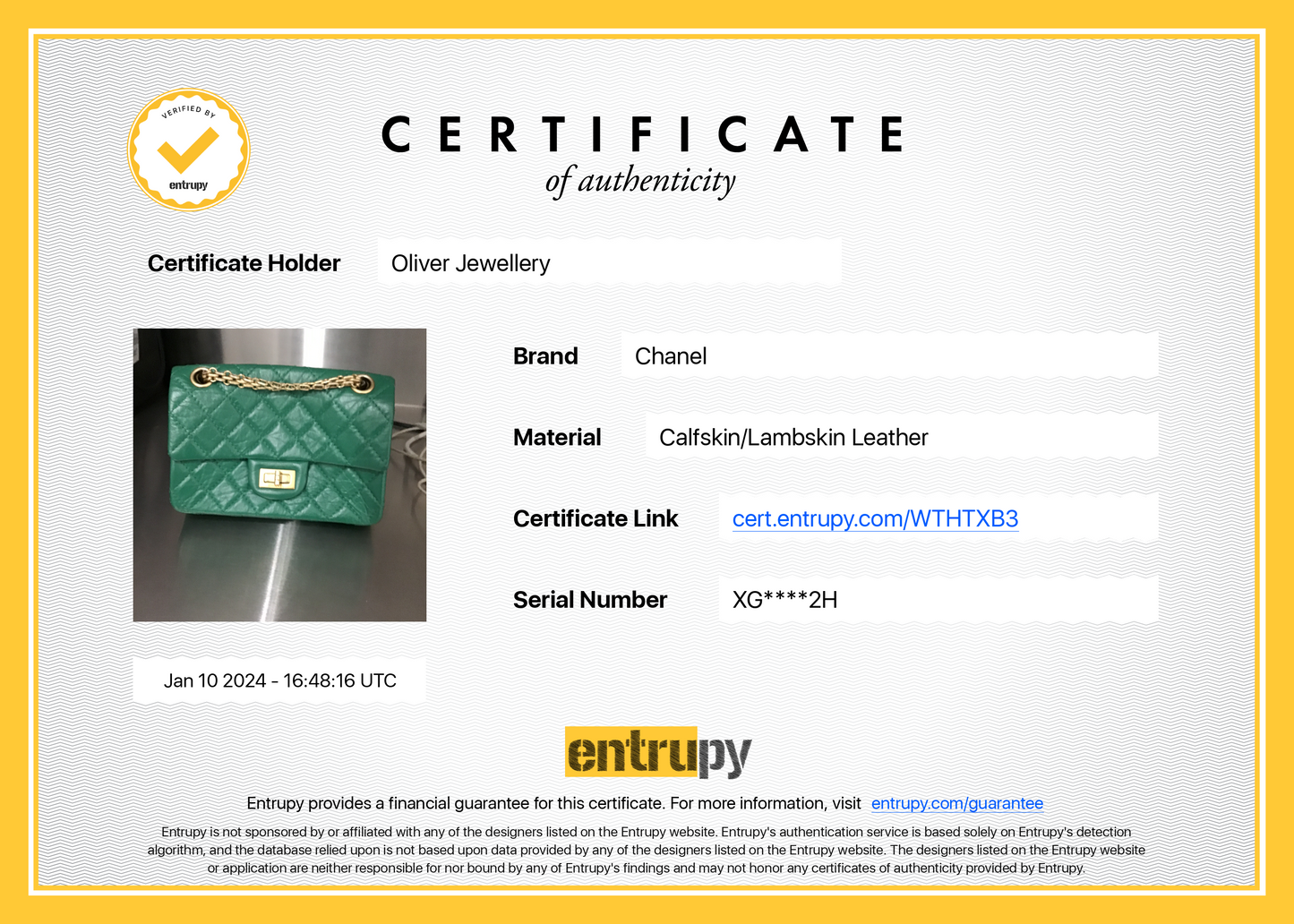 Chanel 2022 Green Aged Calfskin Leather Mini 2.55 Reissue Flap Bag