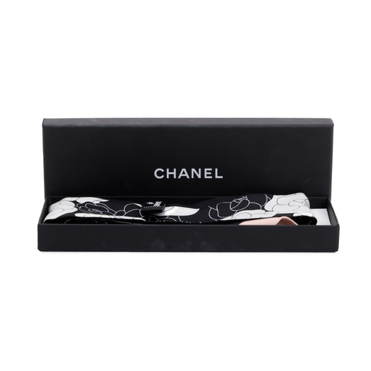 Chanel 2023 Black/White Printed Silk Twill Slim Bandeau