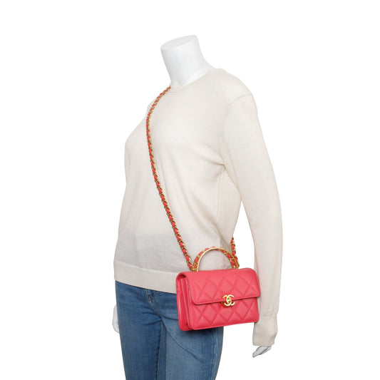Chanel 2024 Pink Lambskin Mini Flap Bag