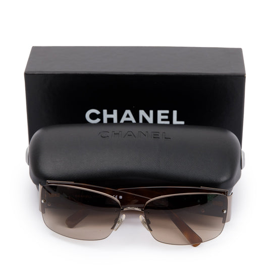 Chanel 4117-B Tortoise Acetate Crystal CC Sunglasses