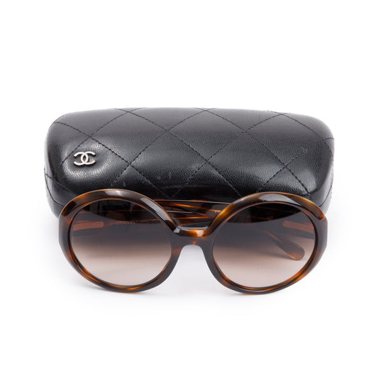 Chanel 5120-A Havana Acetate CC Round Sunglasses