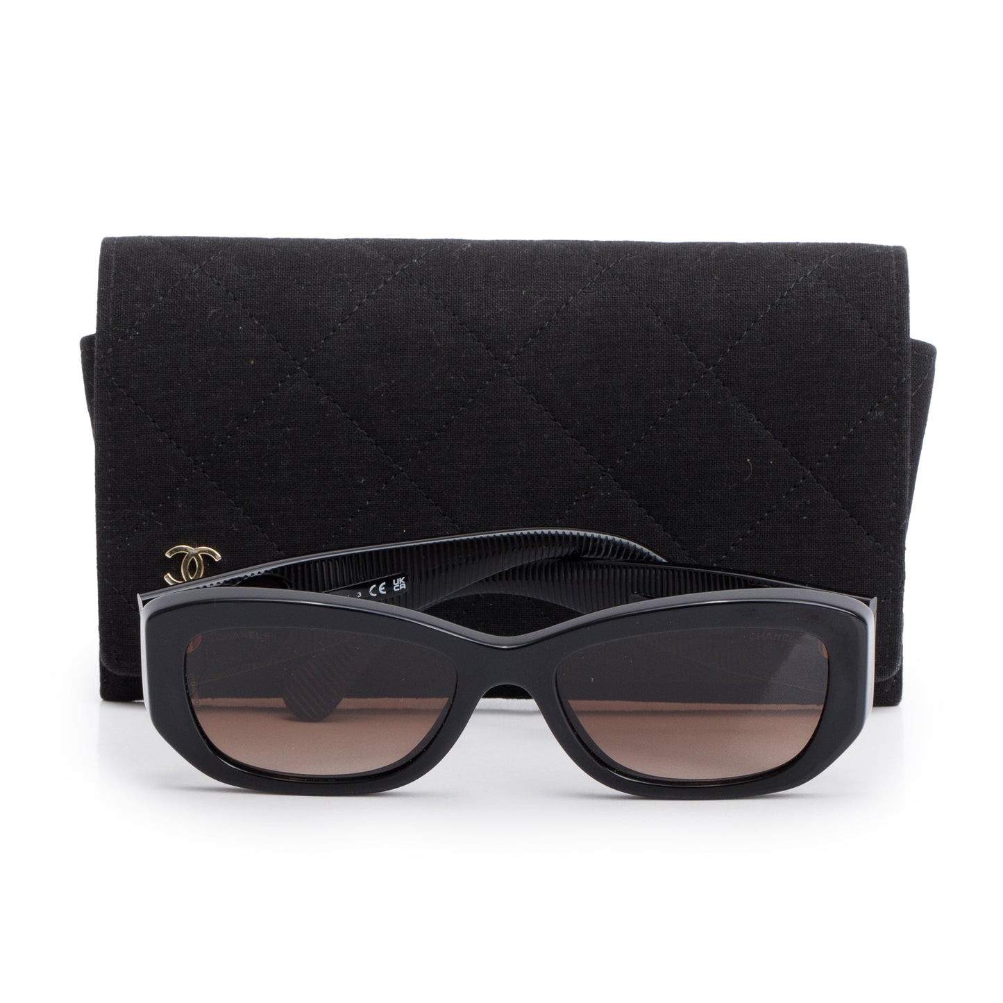 Chanel 5493 Black Acetate CC Logo Rectangle Sunglasses