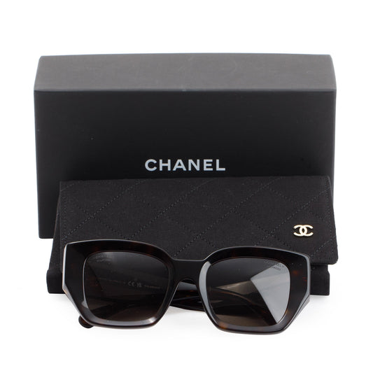 Chanel 5506-A 2023 Interlocking CC Logo Tortoise Acetate Sunglasses