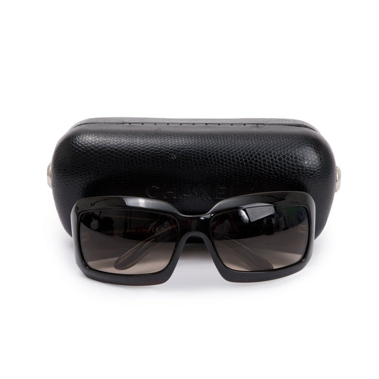 Chanel 6022-O Black Acetate Interlocking CC Logo Square Sunglasses