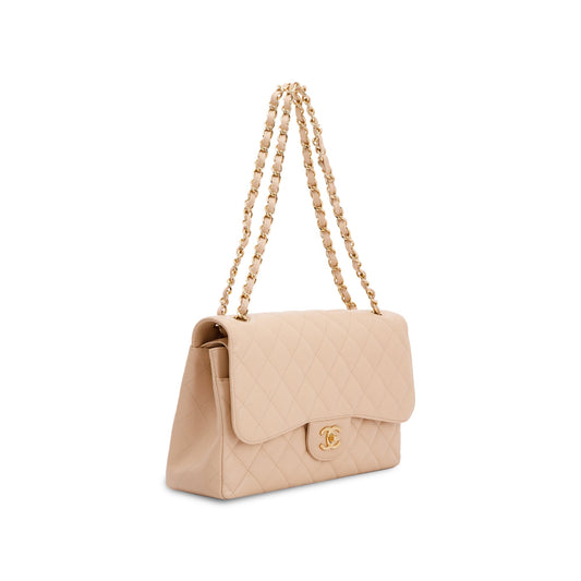 Chanel Beige Caviar Classic Jumbo Double Flap Bag