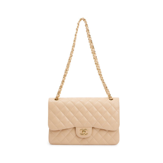 Chanel Beige Caviar Classic Jumbo Double Flap Bag