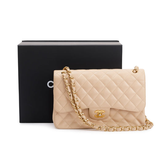 Chanel Beige Caviar Classic Jumbo Double Flap Bag