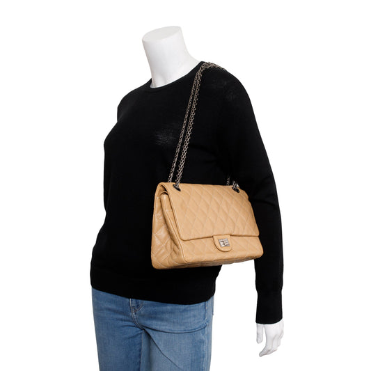 Chanel Beige Caviar Leather 2.55 Reissue 226 Double Flap Bag