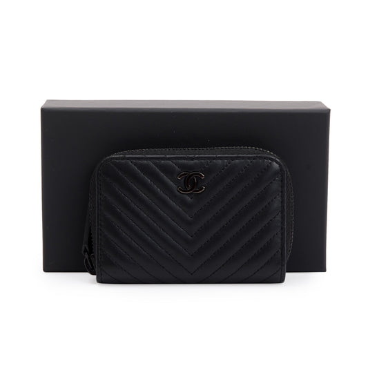 Chanel Black Calfskin Leather Classic Zipped Coin Purse