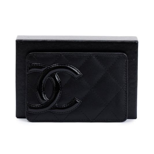 Chanel Black Calfskin Leather Ligne Cambon Card Holder