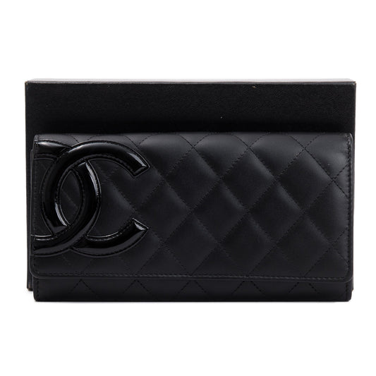 Chanel Black Calfskin Leather Ligne Cambon Continental Flap Wallet
