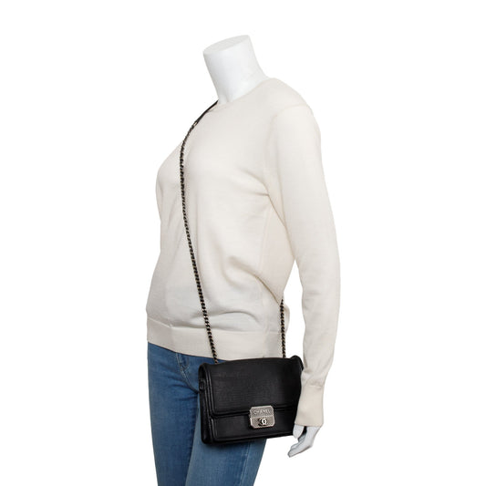 Chanel Black Calfskin Leather Micro Retro Flap Bag