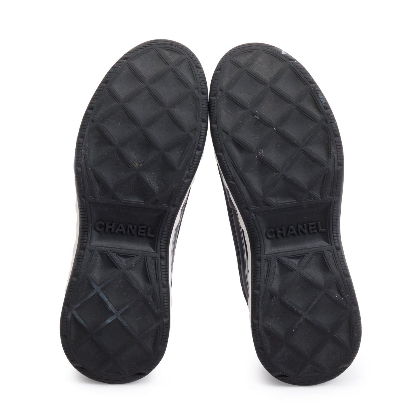 Chanel Black Calfskin Neoprene Interlocking CC Logo Sneakers, Size 36.5