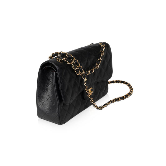 Chanel Black Caviar Classic Jumbo Double Flap Bag