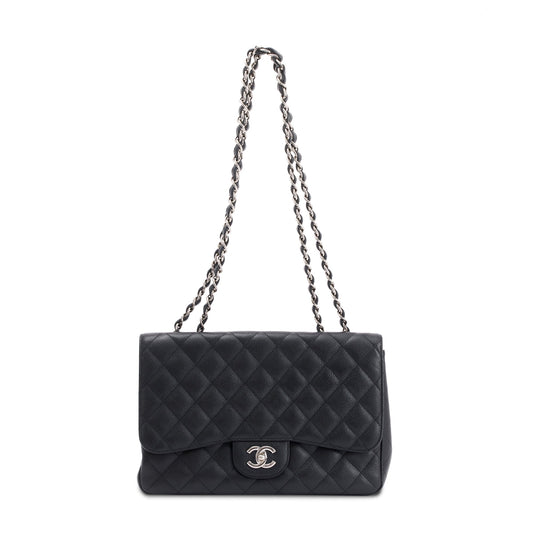 Chanel Black Caviar Classic Jumbo Single Flap Bag