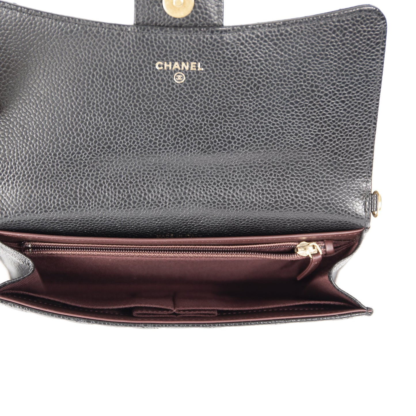 Chanel Black Caviar Detachable Chain Clutch Bag