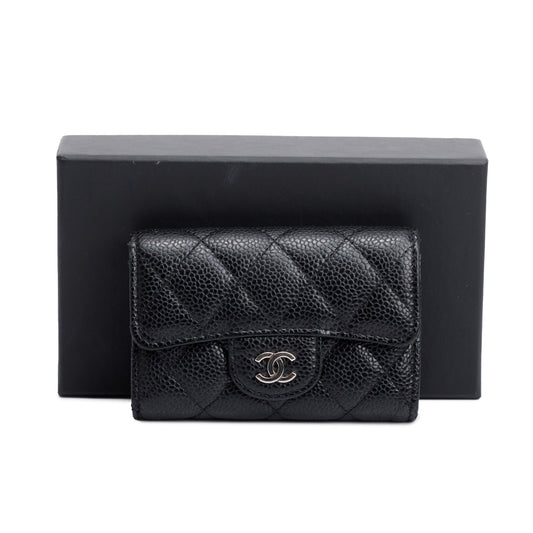 Chanel Black Caviar Leather Classic Flap Card Holder