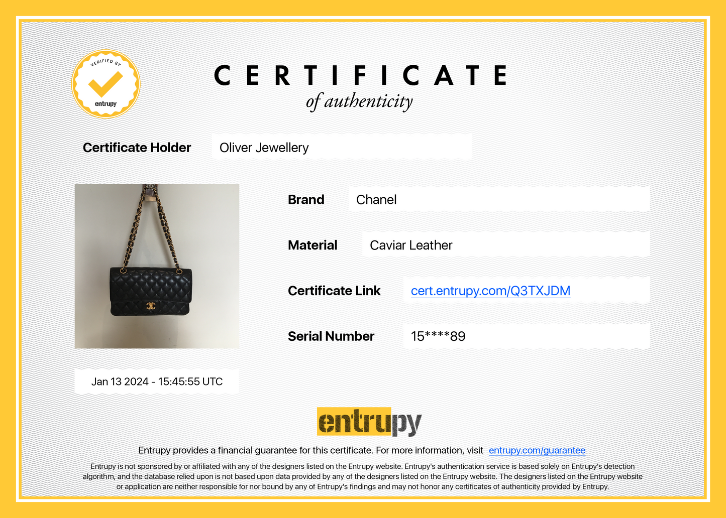 Chanel Black Caviar Leather Classic Medium Double Flap Bag