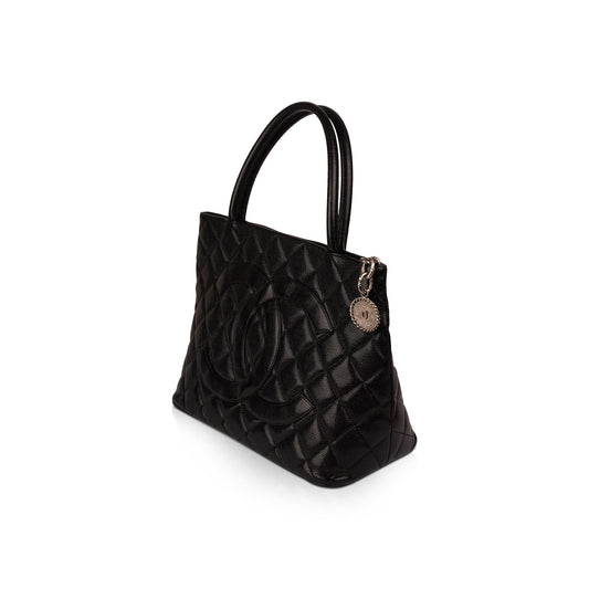 Chanel Black Caviar Leather Medallion Tote