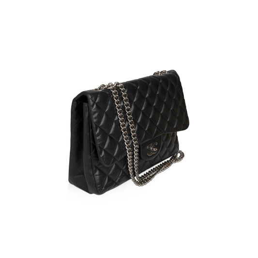 Chanel Black Lambskin Bijoux Chain Jumbo Single Flap Bag