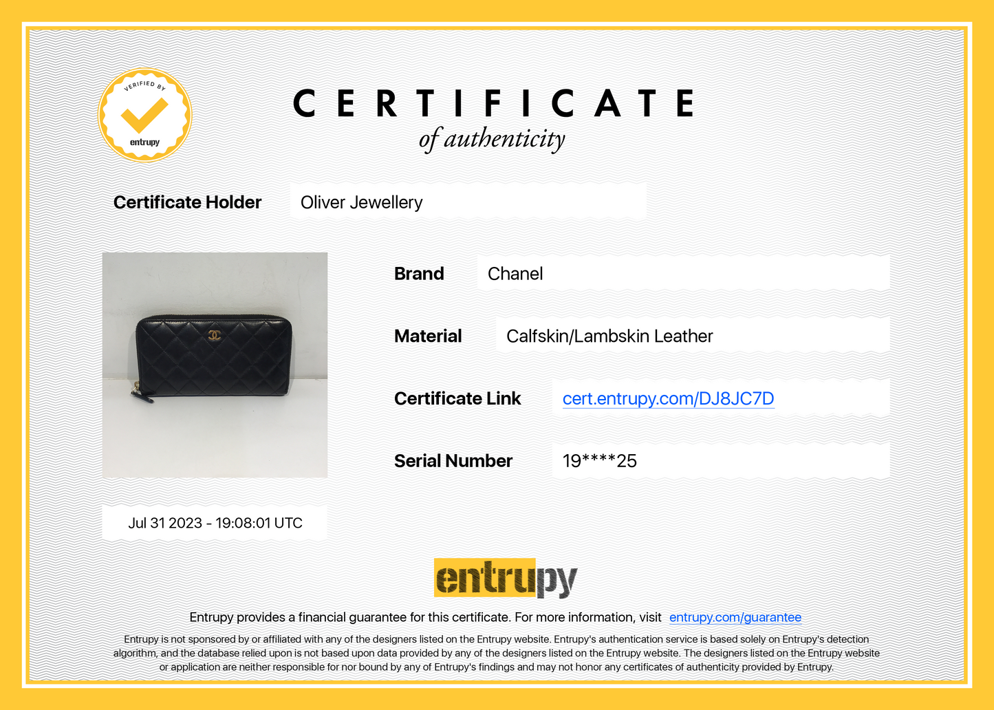 Chanel Black Lambskin Classic Long Zipped Wallet