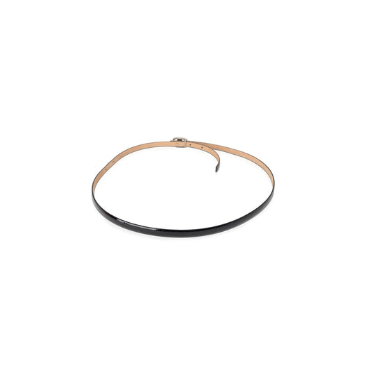 Chanel Black Patent Leather Skinny Belt with CC Buckle