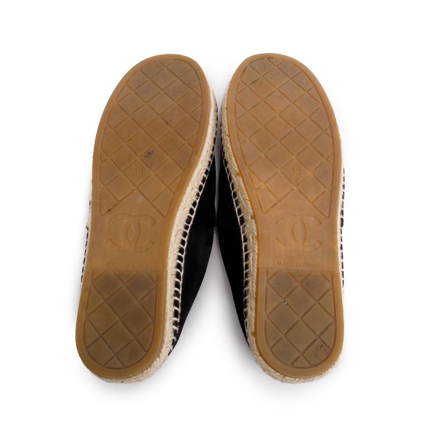 Chanel Black Velvet Graphic Logo Espadrilles, Size 38
