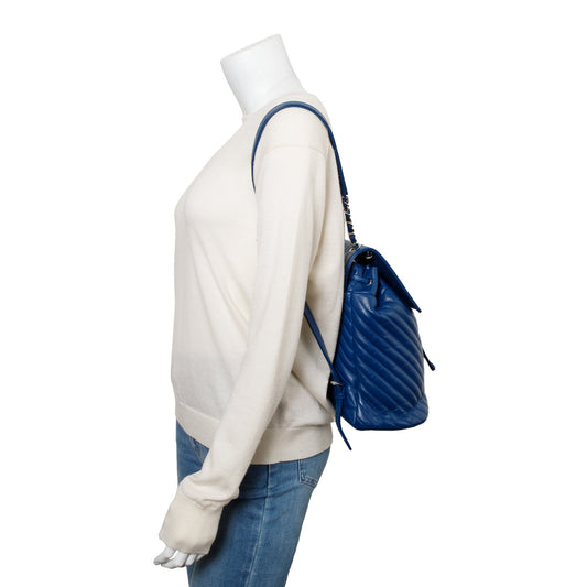 Chanel Blue Chevron Quilted Lambskin Leather Small Urban Spirit Backpack