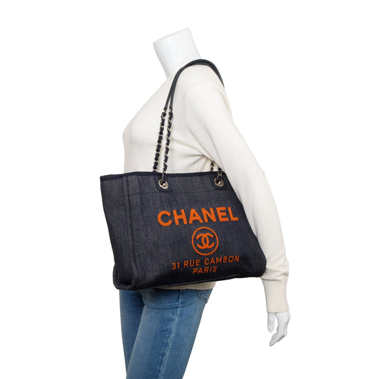 Chanel Blue Denim Small Deauville Tote