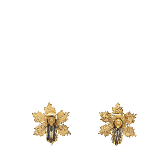 Chanel Gold Plated CC Snowflake Clip On Earrings (SHG-E0qgSn)