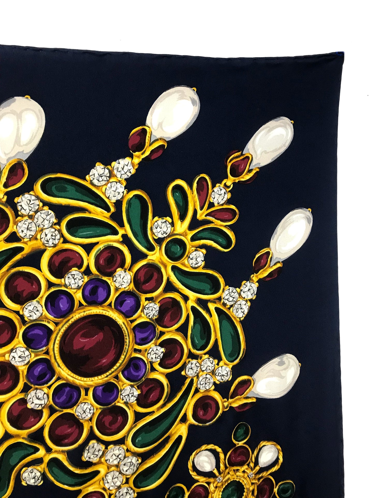 Chanel Jeweled Brooches Silk Scarf