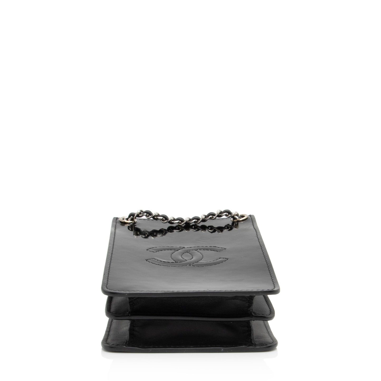 Luxury Chanel Patent Leather CC Phone Holder Crossbody (SHF-VnP7Do)