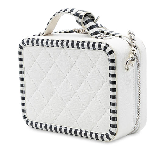 Chanel Small Caviar Striped CC Filigree Vanity Case
