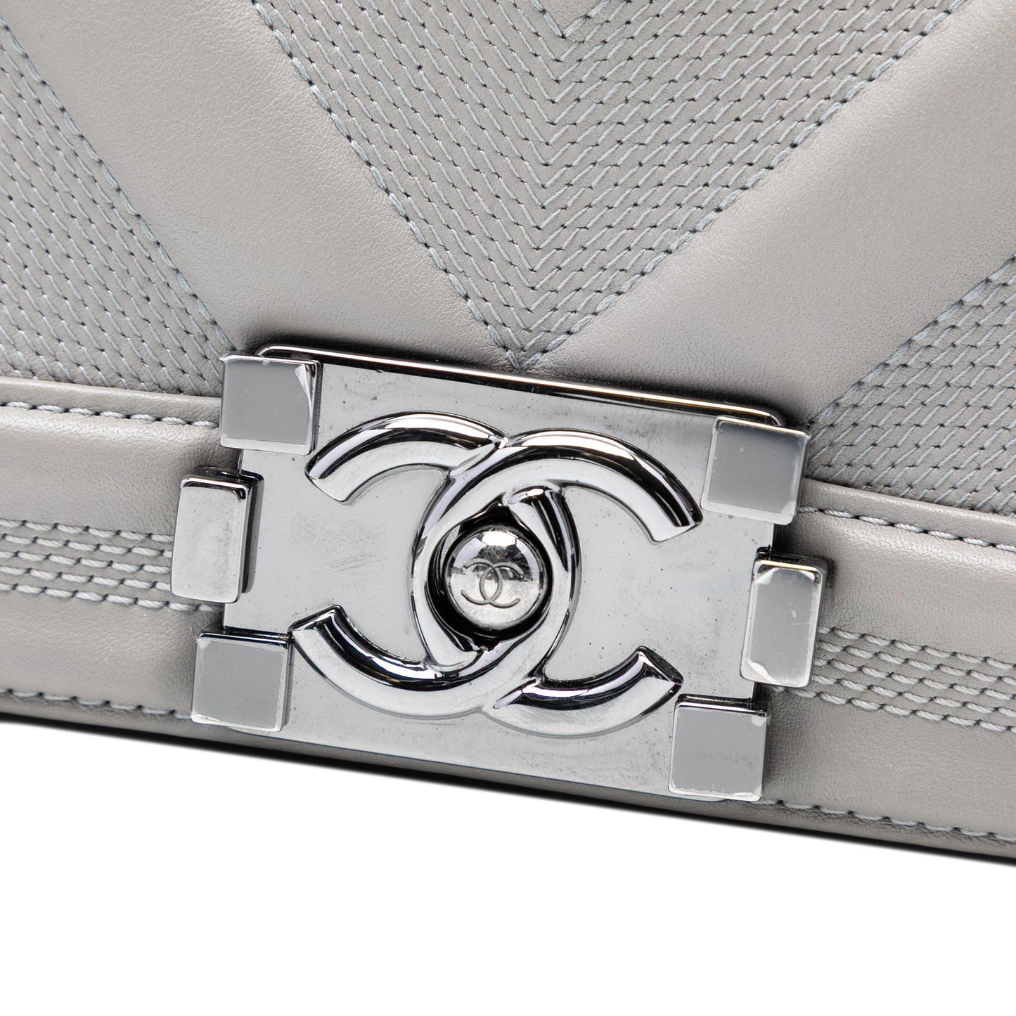 Chanel Small Chevron Stitched Calfskin Boy Flap