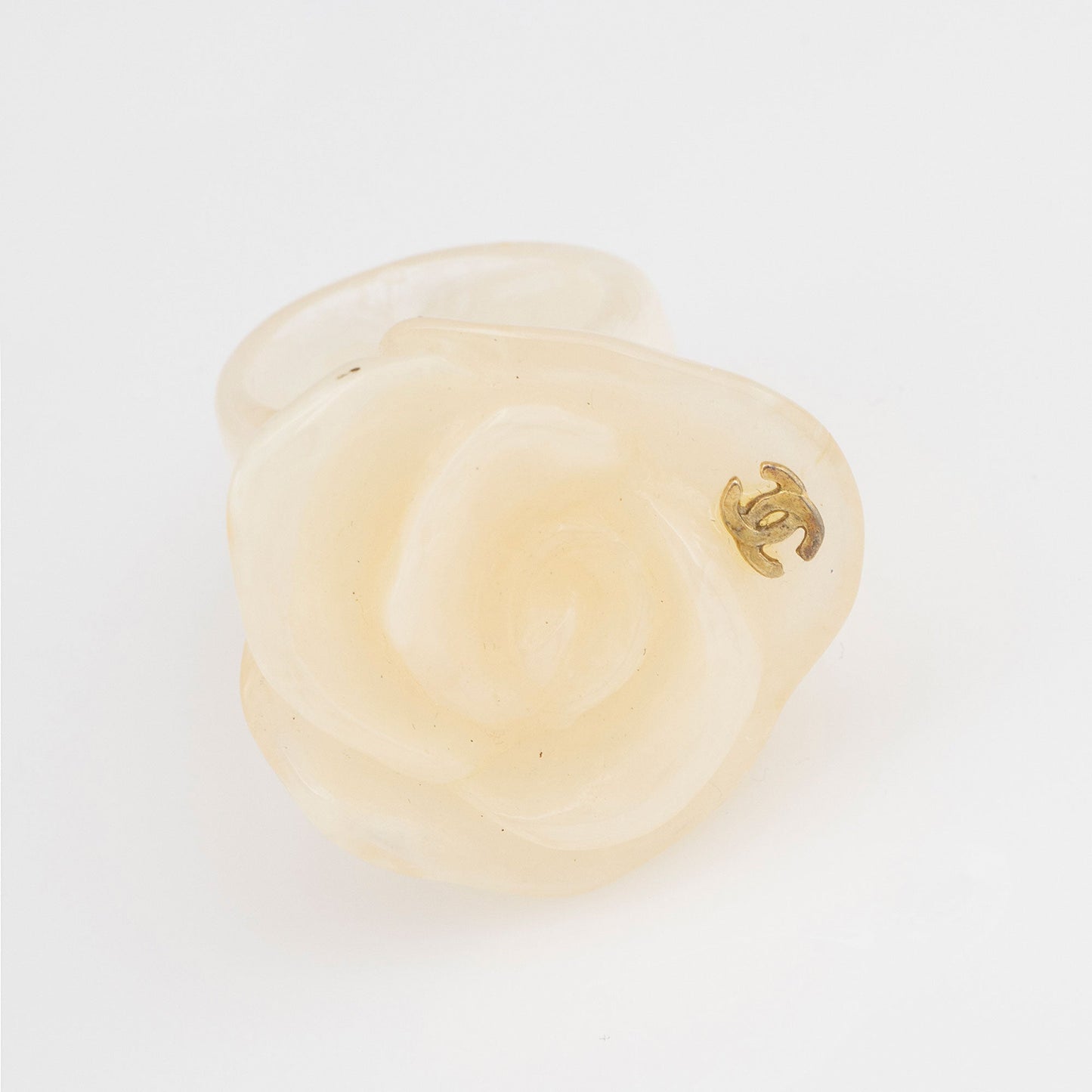 Chanel Vintage Resin Camellia Ring - Size 6