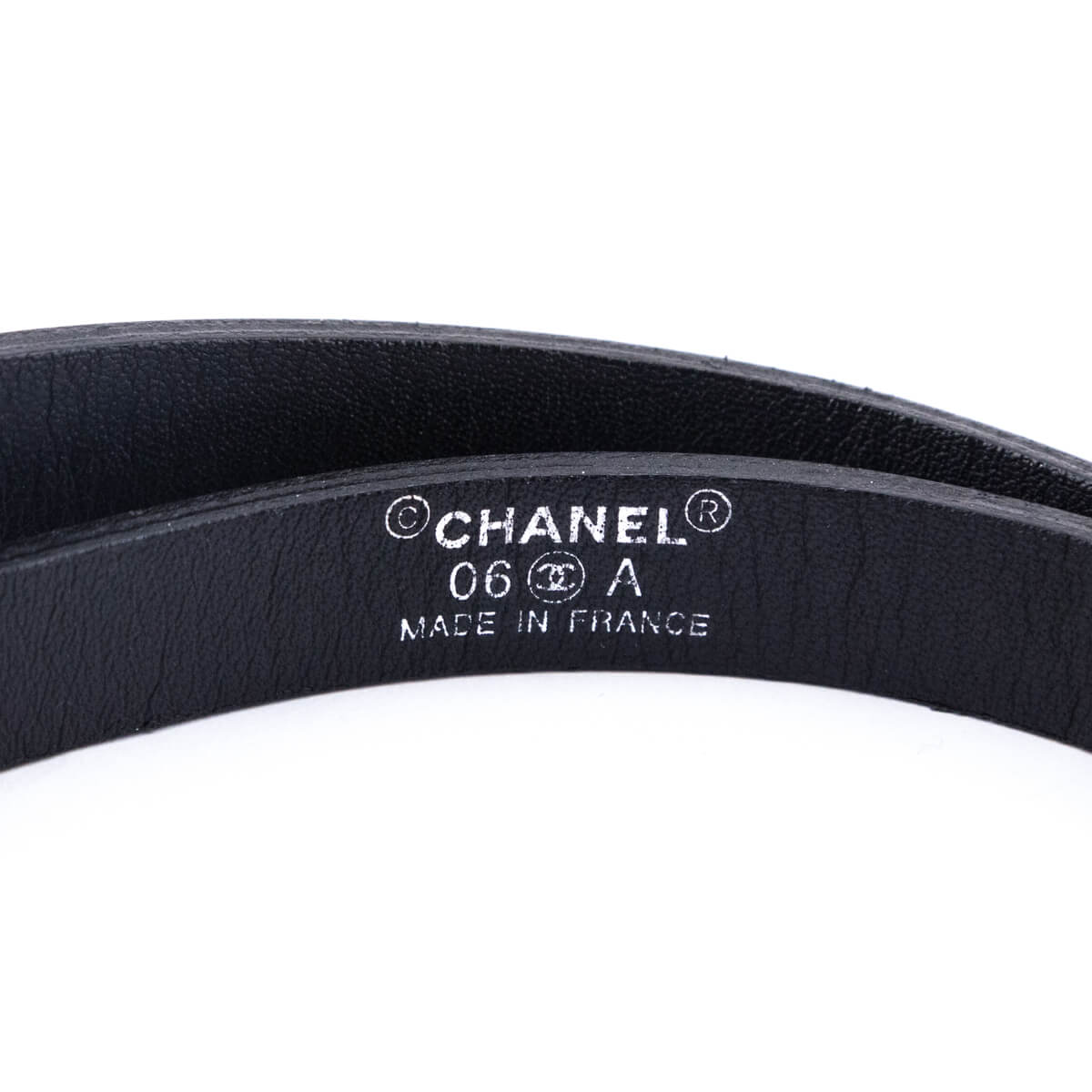 Chanel Black Patent & Strass Skinny Belt Size L