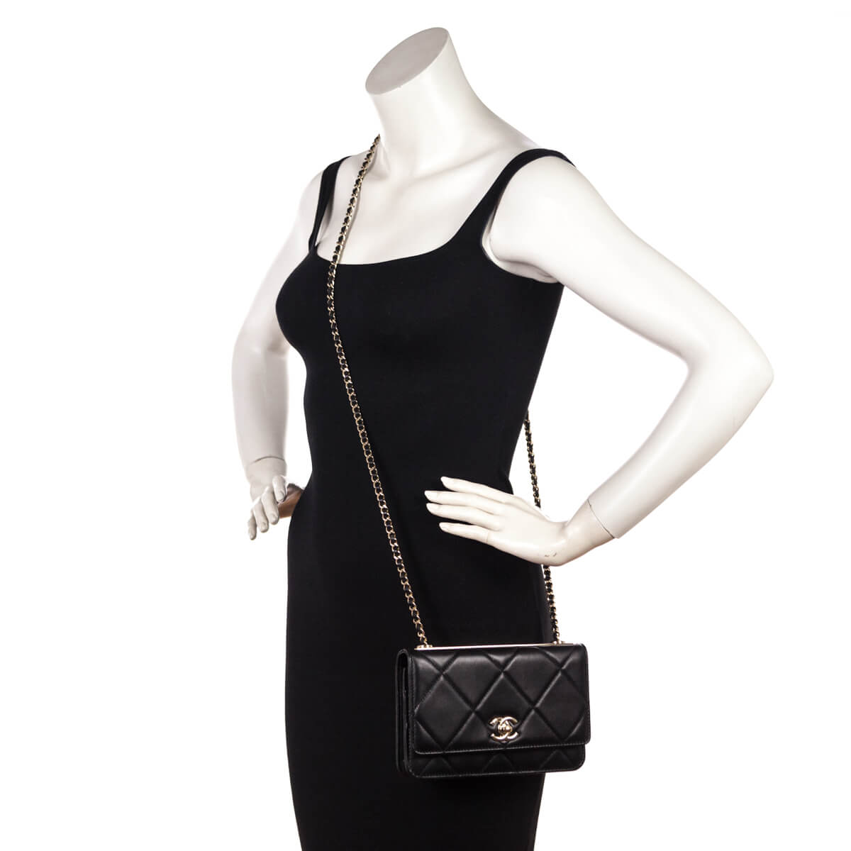 Chanel Black Quilted Lambskin Trendy CC Wallet On Chain