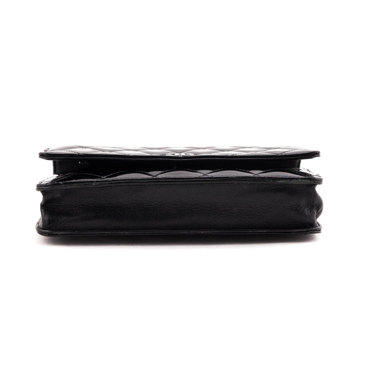 Chanel Black Quilted Patent Wallet On Chain