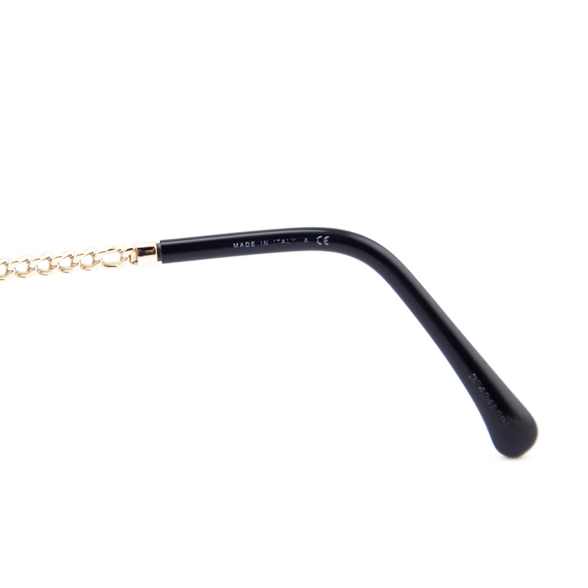 Chanel Black Round Chain-Link Accented Sunglasses with Chain