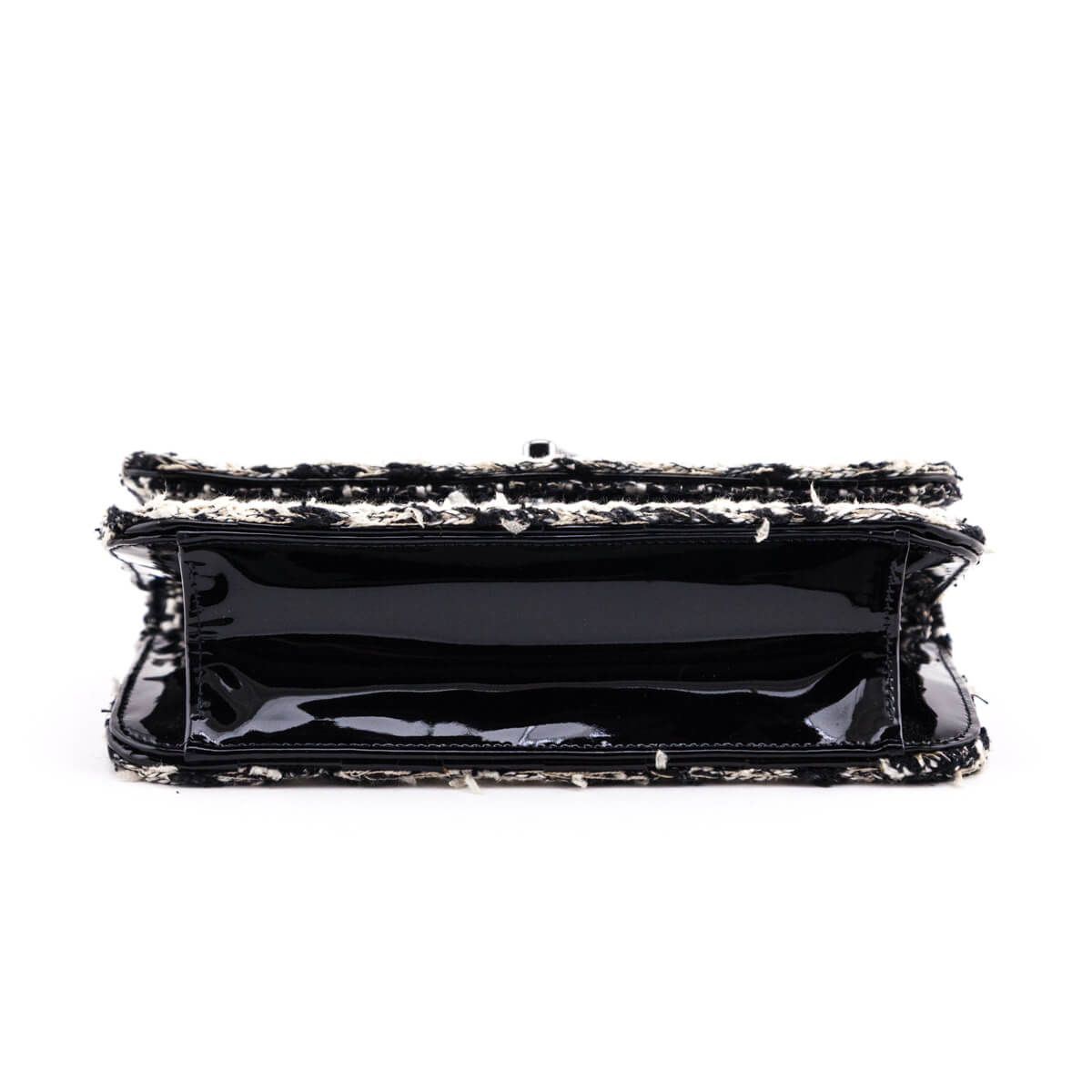 Chanel Black & Cream Tweed & Patent Check Mini Flap Bag