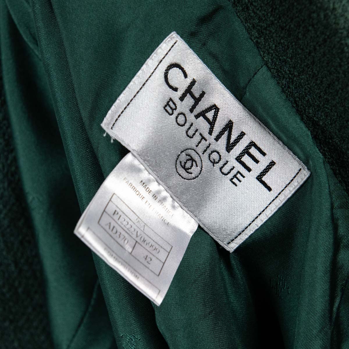 Chanel Green Tweed Vintage Double Breasted Jacket Size L | FR 42