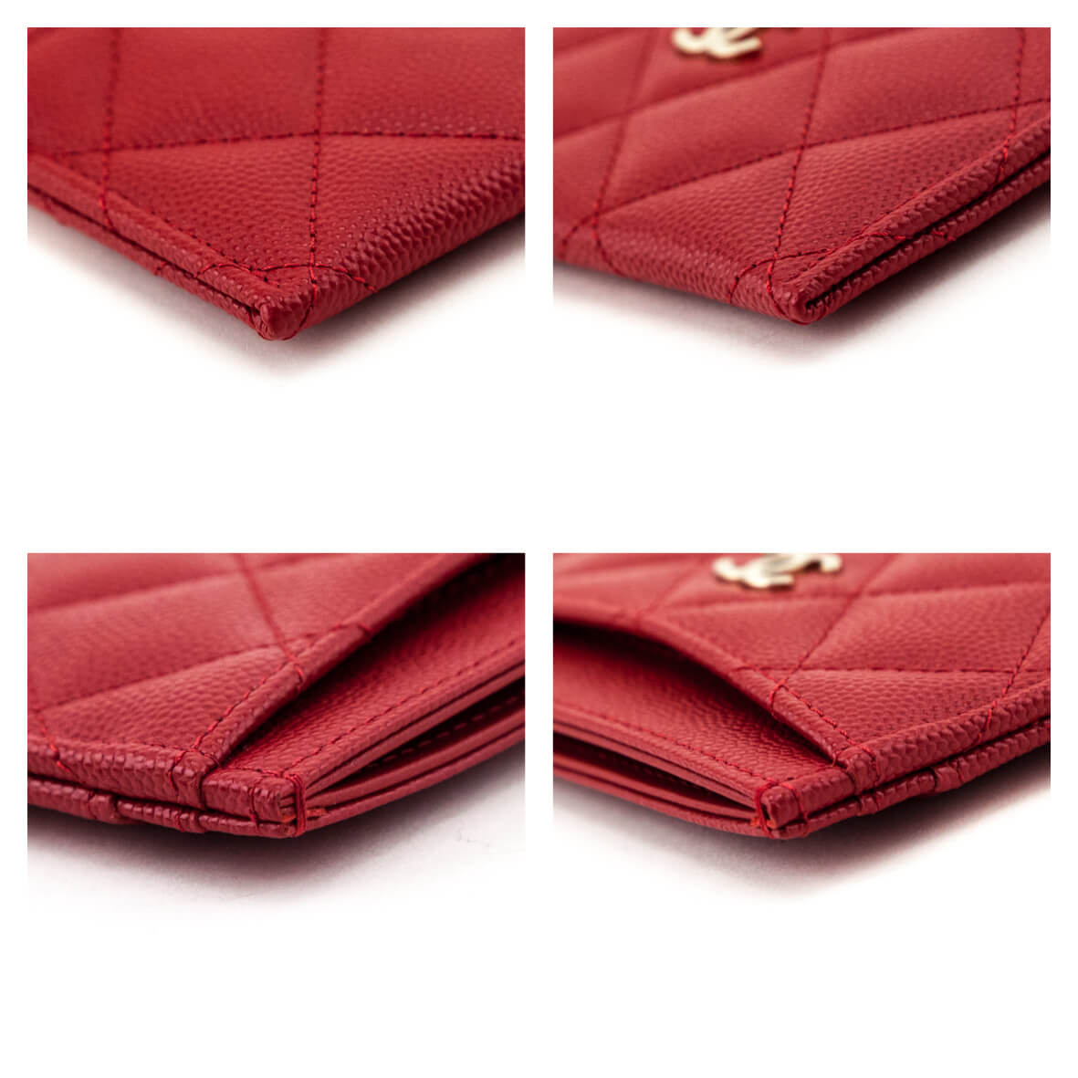 Chanel Red Caviar Quilted Card Holder