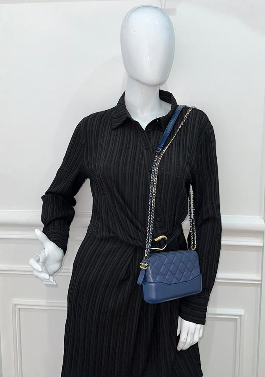 Chanel Blue Gabrielle Double Zip Chain Pouch