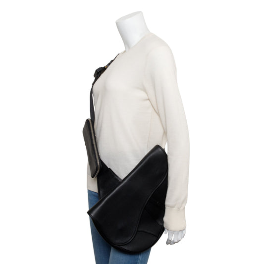 Christian 2020 Dior Black Leather Saddle Bag